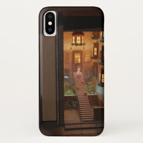 Miniature bookshelf alley _ reading on stairs iPhone x case