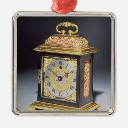 Miniature bracket clock metal ornament