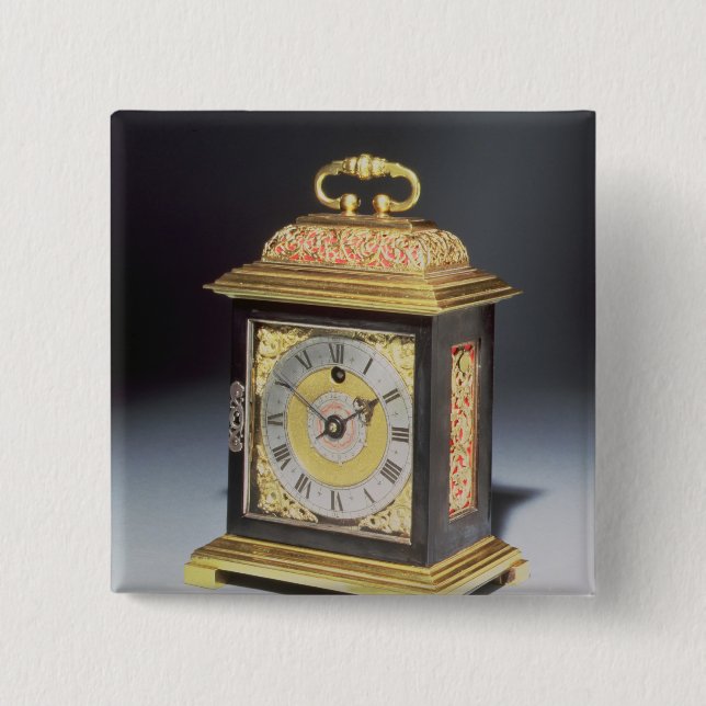 Miniature bracket clock pinback button (Front)