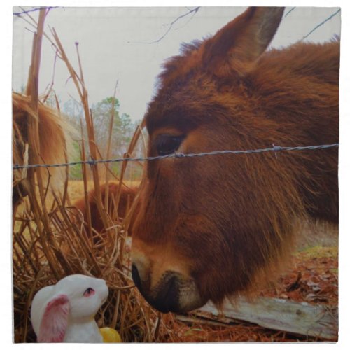 Miniature Brown horse  Easter Bunny Cloth Napkin