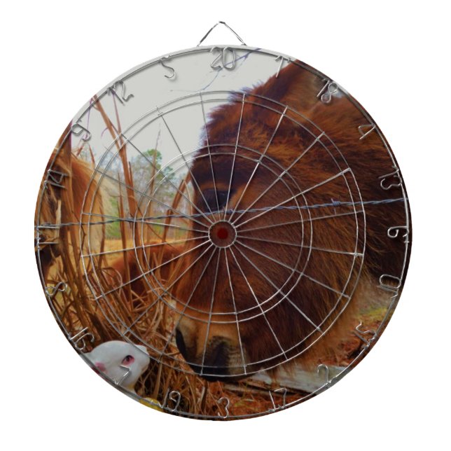 Miniature Brown horse & Easter Bunny Dartboard With Darts (Front)