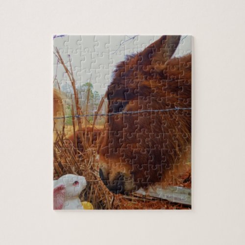 Miniature Brown horse  Easter Bunny Jigsaw Puzzle