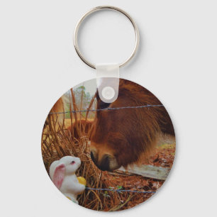Miniature Brown horse & Easter Bunny Keychain