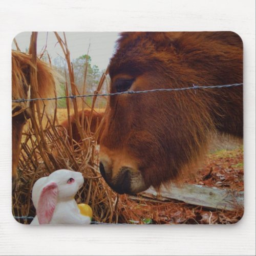 Miniature Brown horse  Easter Bunny Mouse Pad