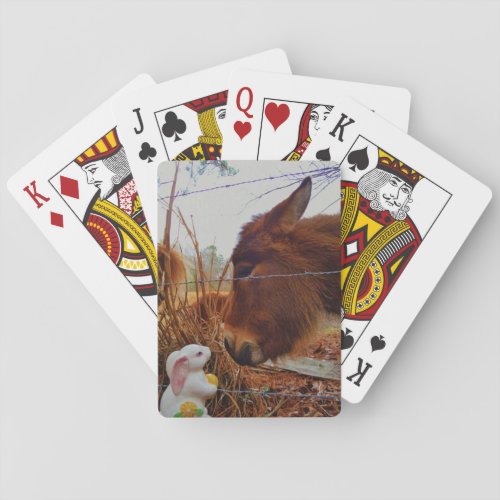 Miniature Brown horse  Easter Bunny Poker Cards