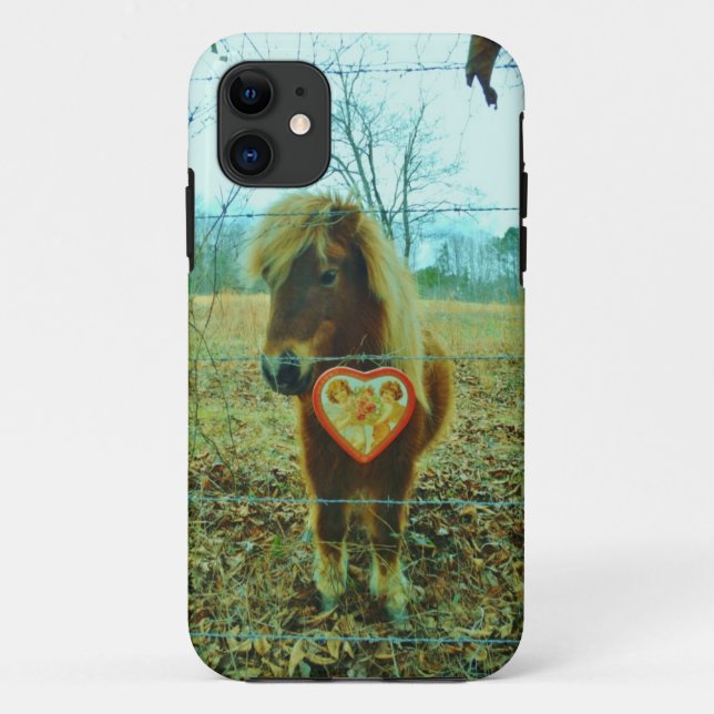 Miniature Brown horse Valentine Heart Case-Mate iPhone Case (Back)
