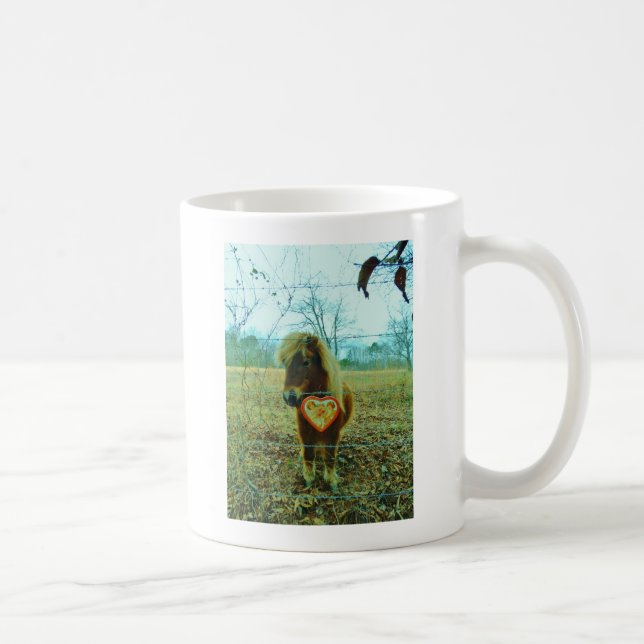 Miniature Brown horse Valentine Heart Coffee Mug (Right)