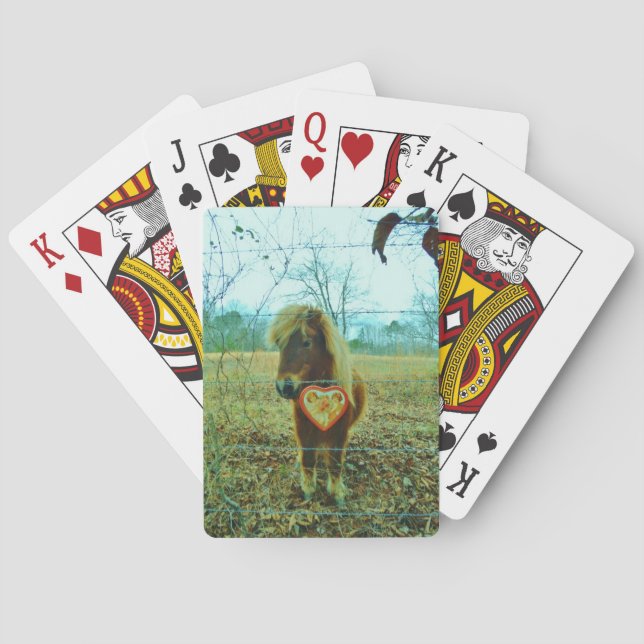 Miniature Brown horse Valentine Heart Poker Cards (Back)