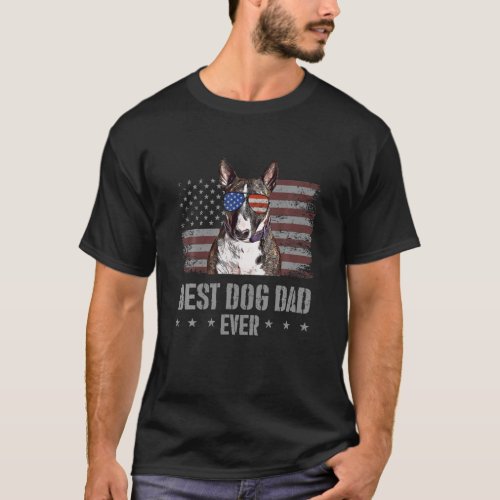Miniature Bull Terrier Best Dog Dad Ever Retro USA T_Shirt