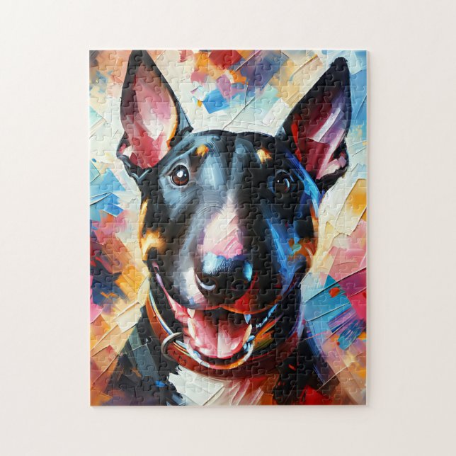 Miniature Bull Terrier | Black | Dog Acrylic Print Jigsaw Puzzle (Vertical)