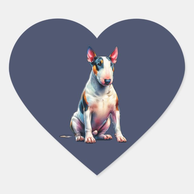 Miniature Bull Terrier Dog Heart Sticker (Front)