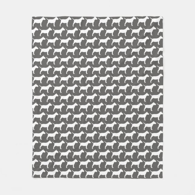 Miniature Bull Terrier Dog Silhouettes MiniBulls Fleece Blanket (Front)