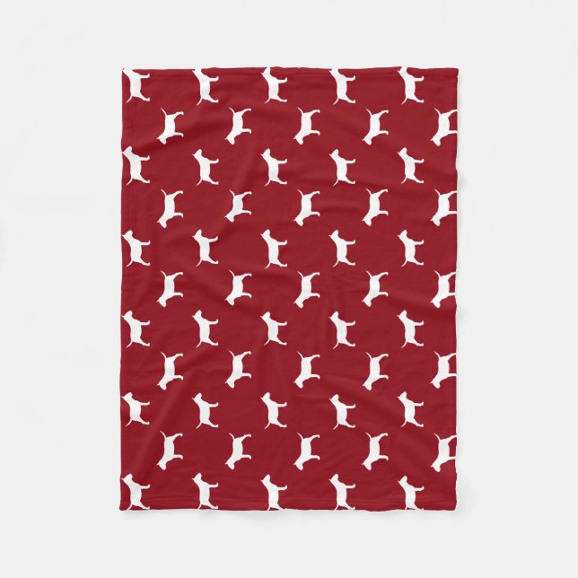 Miniature Bull Terrier Dog Silhouettes Pattern Fleece Blanket (Front)