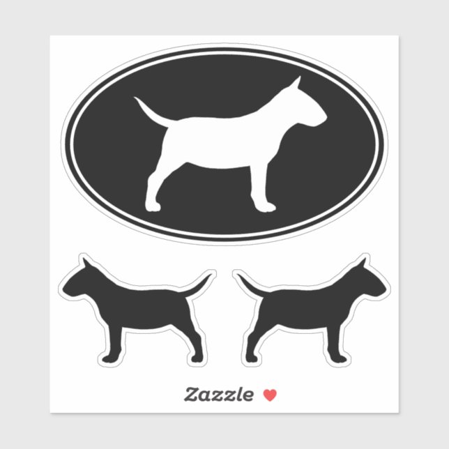 Miniature Bull Terrier Dog Silhouettes Sticker Set (Sheet)