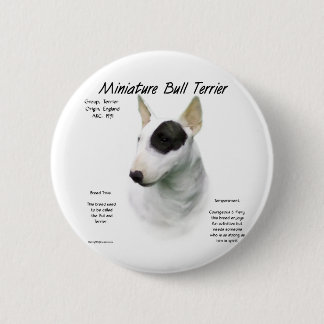 Miniature Bull Terrier History Design Pinback Button