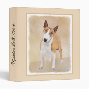 Miniature Bull Terrier Painting - Cute Original Do 3 Ring Binder