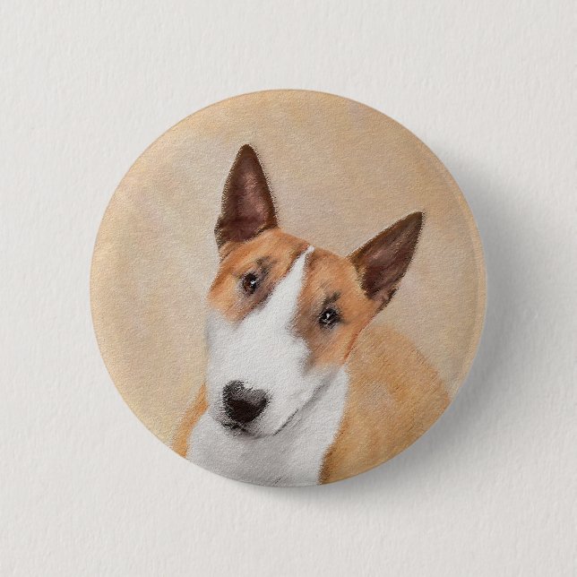 Miniature Bull Terrier Painting - Cute Original Do Button (Front)