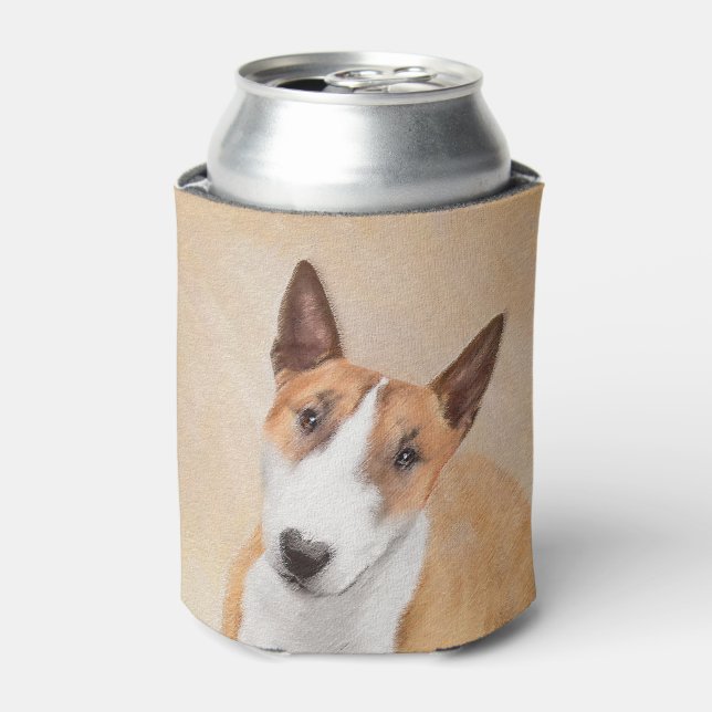Miniature Bull Terrier Painting - Cute Original Do Can Cooler (Can Front)