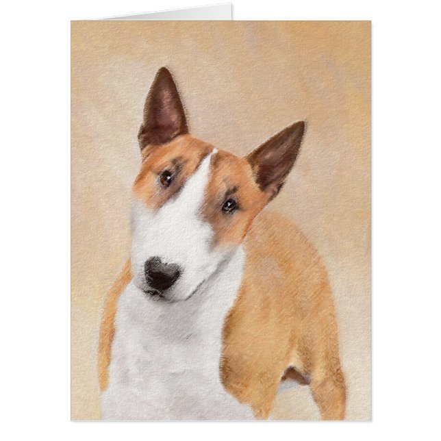 Miniature Bull Terrier Painting - Cute Original Do Card (Front)