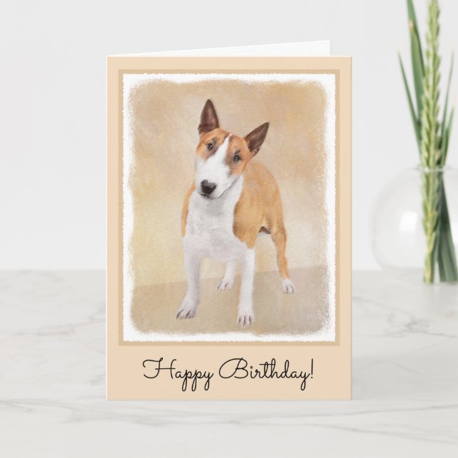 Miniature Bull Terrier Painting - Cute Original Do Card (Front)