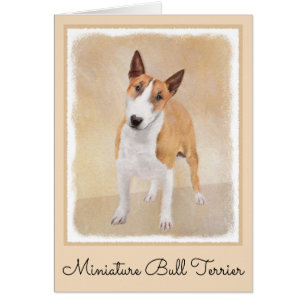 Miniature Bull Terrier Painting - Cute Original Do Cards