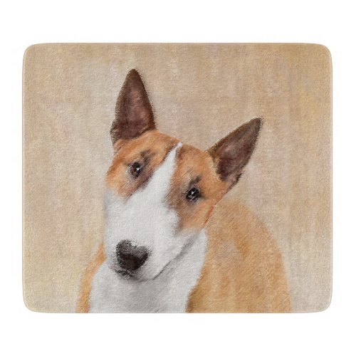 Miniature Bull Terrier Painting _ Cute Original Do Cutting Board