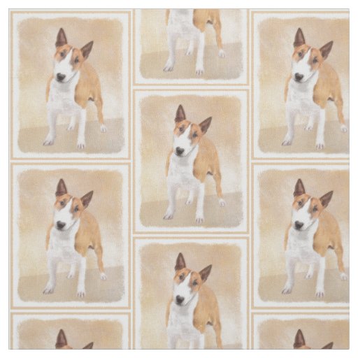 Miniature Bull Terrier Painting - Cute Original Do Fabric