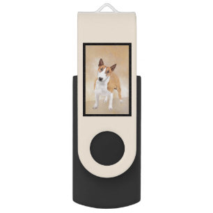 Miniature Bull Terrier Painting - Cute Original Do Flash Drive