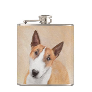 Miniature Bull Terrier Painting - Cute Original Do Flask