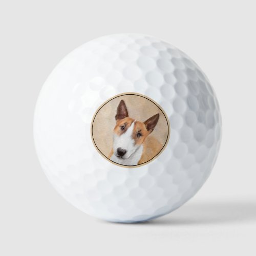 Miniature Bull Terrier Painting _ Cute Original Do Golf Balls