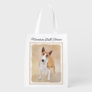 Miniature Bull Terrier Painting - Cute Original Do Grocery Bag