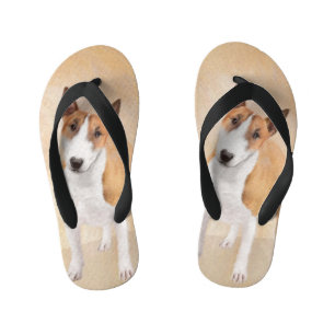Miniature Bull Terrier Painting - Cute Original Do Kid's Flip Flops