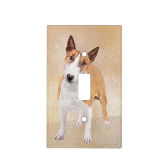 Miniature Bull Terrier Painting - Cute Original Do Light Switch Cover (Front)