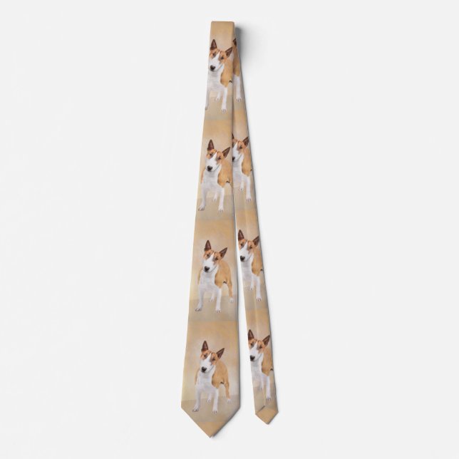 Miniature Bull Terrier Painting - Cute Original Do Neck Tie (Front)