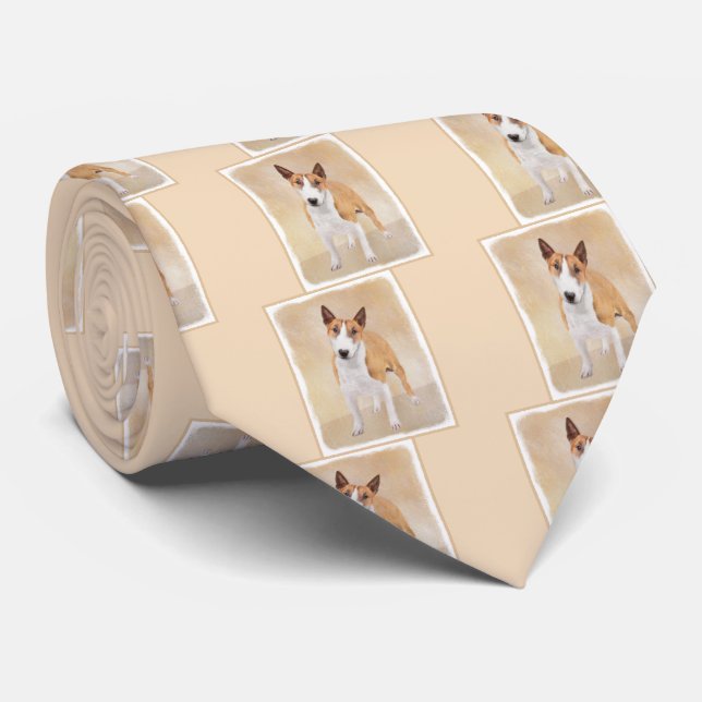 Miniature Bull Terrier Painting - Cute Original Do Neck Tie (Rolled)