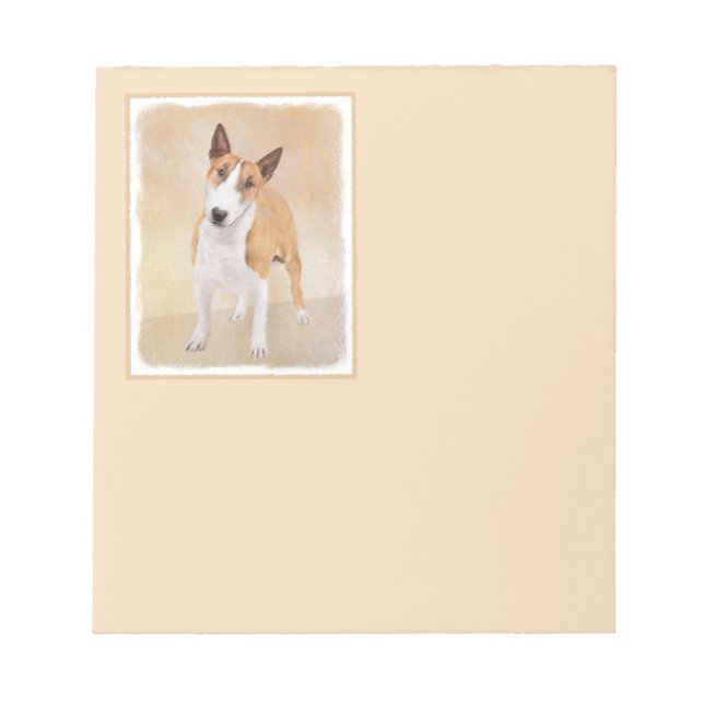 Miniature Bull Terrier Painting - Cute Original Do Notepad (Front)