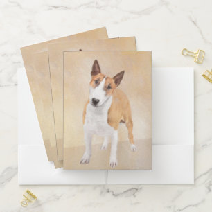 Miniature Bull Terrier Painting - Cute Original Do Pocket Folder