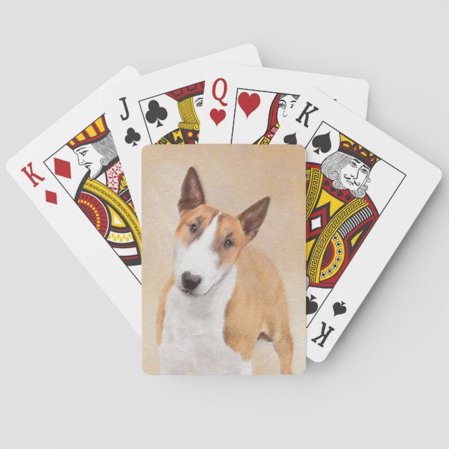 Miniature Bull Terrier Painting - Cute Original Do Poker Cards (Back)