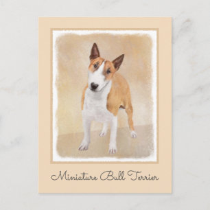 Miniature Bull Terrier Painting - Cute Original Do Postcard