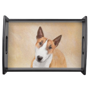 Miniature Bull Terrier Painting - Cute Original Do Serving Tray