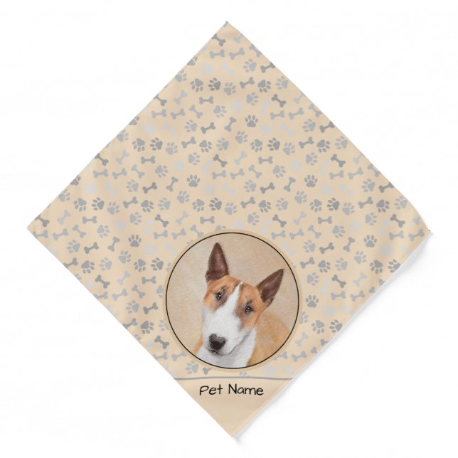 Miniature Bull Terrier Painting Original Dog Art Bandana (Front)