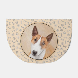 Miniature Bull Terrier Painting - Original Dog Art Doormat