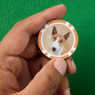 Miniature Bull Terrier Painting - Original Dog Art Poker Chips