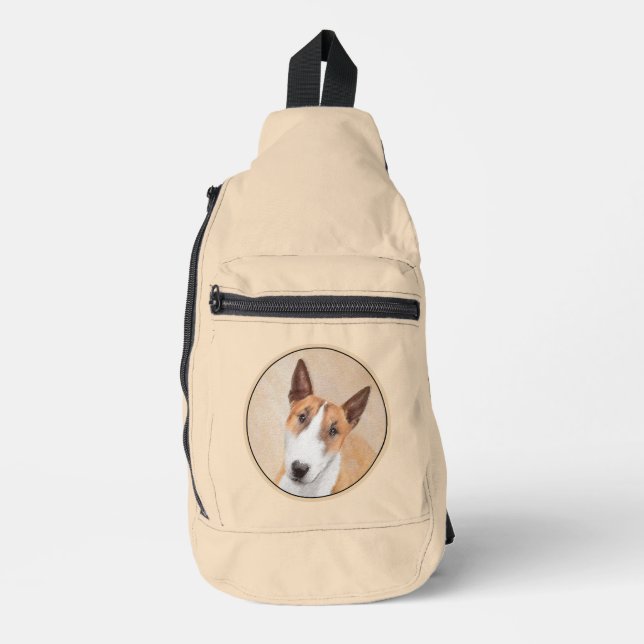 Miniature Bull Terrier Painting Original Dog Art Sling Bag (Front)