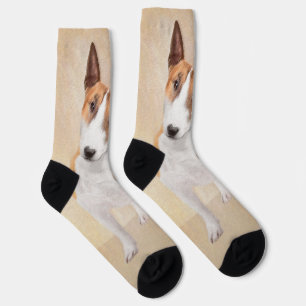 Miniature Bull Terrier Painting - Original Dog Art Socks