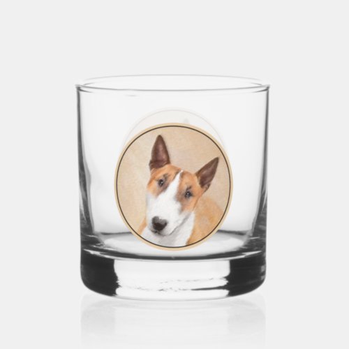 Miniature Bull Terrier Painting _ Original Dog Art Whiskey Glass