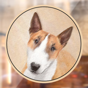 Miniature Bull Terrier Painting - Original Dog Art Window Cling