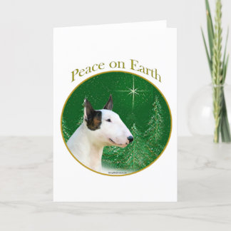 Miniature Bull Terrier Peace Holiday Card