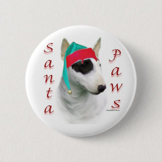 Miniature Bull Terrier Santa Paws Button