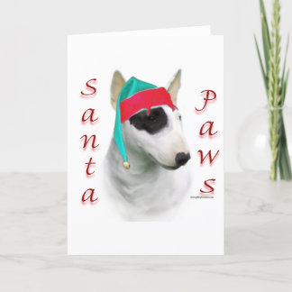 Miniature Bull Terrier Santa Paws Holiday Card